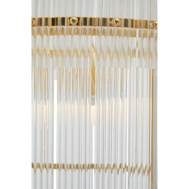 Orsina Ritz 6-Bulb Gold Pendant Light | Two-Tier Fluted Glass Chandelier
