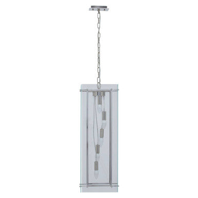 Orsina Claridge 5-Bulb Linear Pendant Light | Nickel & Clear Glass
