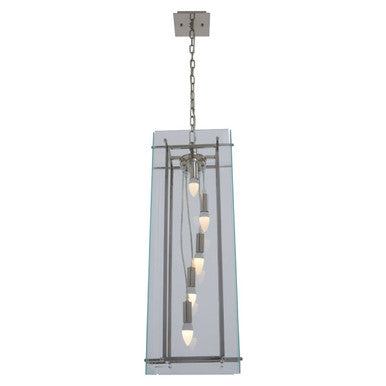 Orsina Claridge 5-Bulb Linear Pendant Light | Nickel & Clear Glass