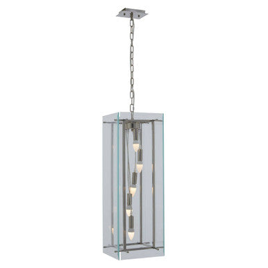 Orsina Claridge 5-Bulb Linear Pendant Light | Nickel & Clear Glass