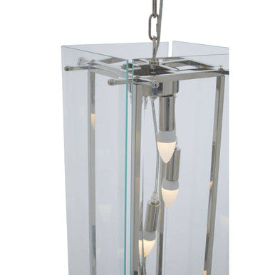Orsina Claridge 5-Bulb Linear Pendant Light | Nickel & Clear Glass