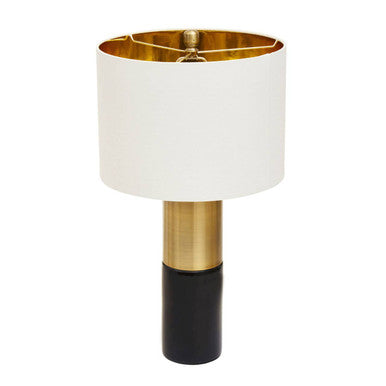 Orsina Edgar Black Marble and Gold Table Lamp with Ivory Drum Shade