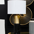 Orsina Edgar Black Marble and Gold Table Lamp with Ivory Drum Shade