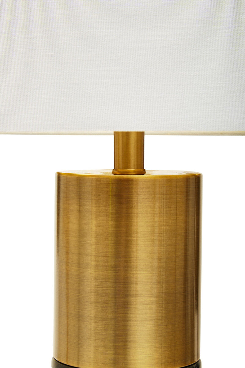 Orsina Edgar Black Marble and Gold Table Lamp with Ivory Drum Shade