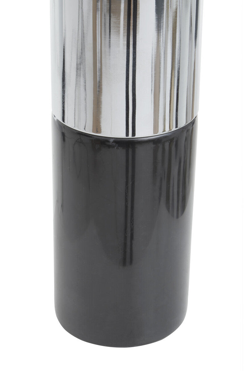 Orsina Edgar Black Marble and Chrome Table Lamp with Ivory Shade
