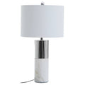 Orsina Eben Marble Table Lamp | Modern White Stone with Ivory Shade