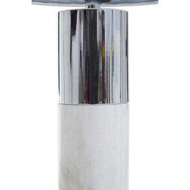Orsina Eben Marble Table Lamp | Modern White Stone with Ivory Shade