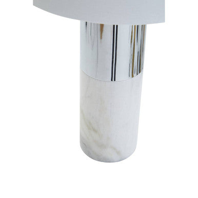 Orsina Eben Marble Table Lamp | Modern White Stone with Ivory Shade