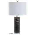 Orsina Ebony Black Marble Table Lamp with Chrome Base and Ivory Shade