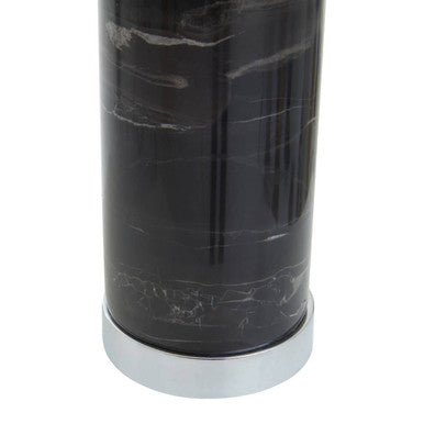 Orsina Ebony Black Marble Table Lamp with Chrome Base and Ivory Shade