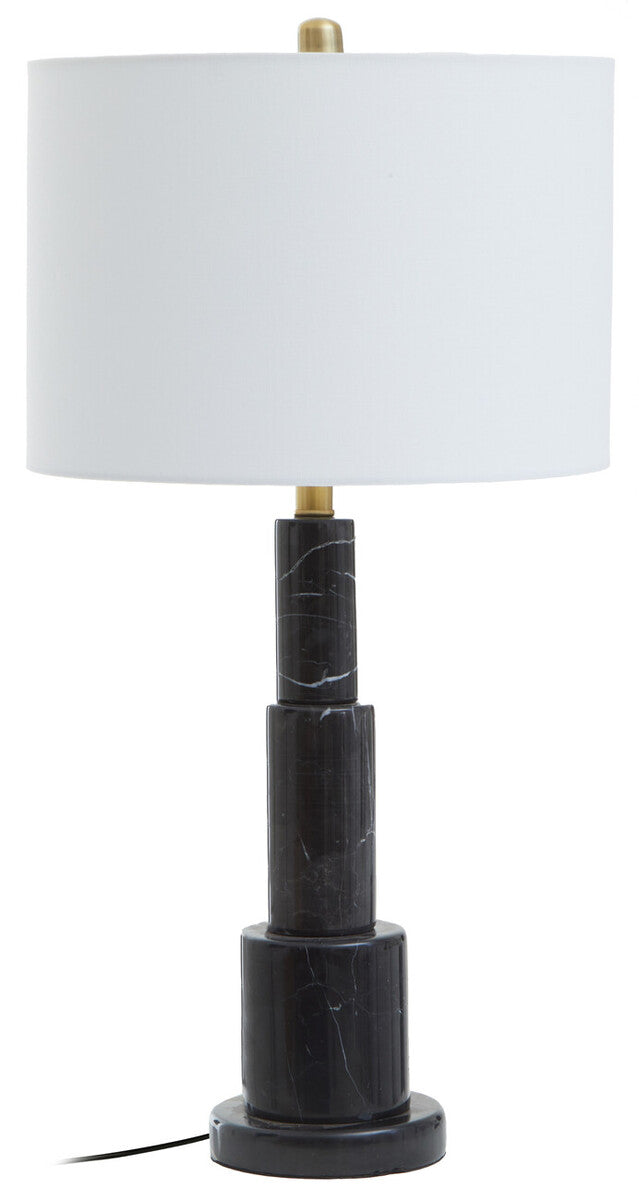 Orsina Elara Black Marble Table Lamp | Gold Accents & Ivory Shade
