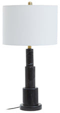 Orsina Elara Black Marble Table Lamp | Gold Accents & Ivory Shade