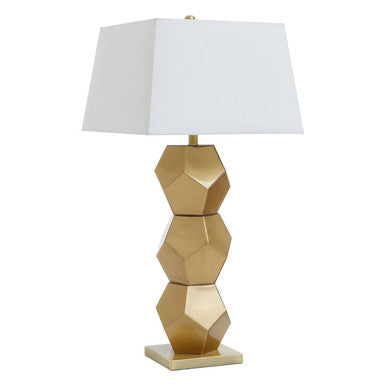 Orsina Eleri Gold Glass Table Lamp – Geometric Base with Ivory Shade