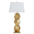 Orsina Eleri Gold Glass Table Lamp – Geometric Base with Ivory Shade