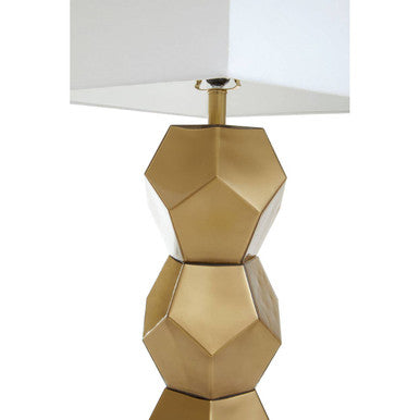 Orsina Eleri Gold Glass Table Lamp – Geometric Base with Ivory Shade