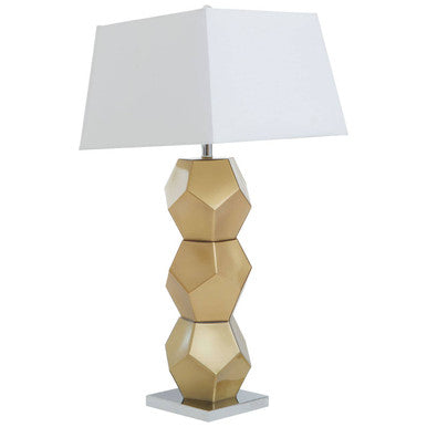 Orsina Eleri Gold Glass Table Lamp | Chrome Base & Ivory Shade