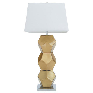 Orsina Eleri Gold Glass Table Lamp | Chrome Base & Ivory Shade