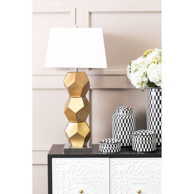 Orsina Eleri Gold Glass Table Lamp | Chrome Base & Ivory Shade