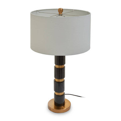 Orsina Elin Black Marble and Brushed Gold Table Lamp | Ivory Drum Shade