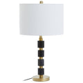 Orsina Elin Black Marble and Brushed Gold Table Lamp | Ivory Drum Shade