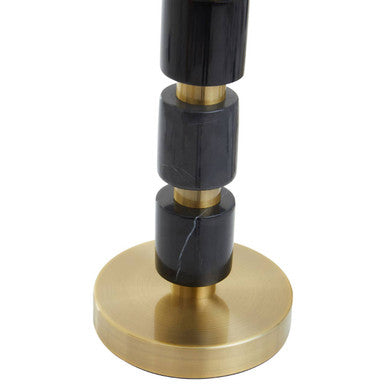 Orsina Elin Black Marble and Brushed Gold Table Lamp | Ivory Drum Shade