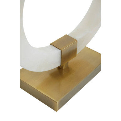 Orsina Elora Circular White Marble Table Lamp with Ivory Drum Shade