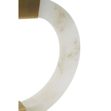 Orsina Elora Circular White Marble Table Lamp with Ivory Drum Shade