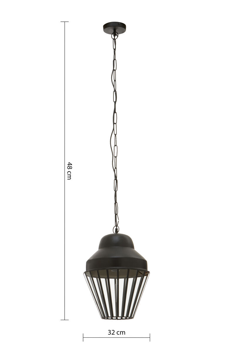 Orsina Preston Matte Black Pendant Light – Industrial Glass Lantern