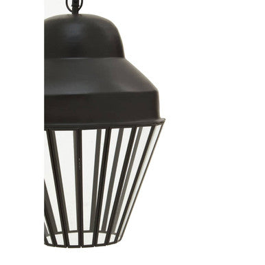 Orsina Preston Matte Black Pendant Light – Industrial Glass Lantern