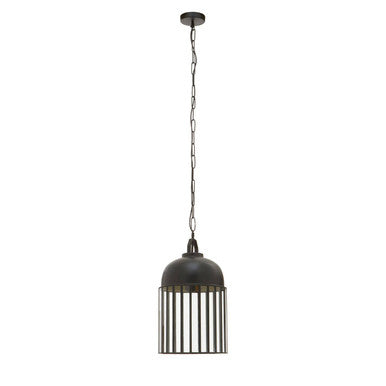 Orsina Preston Industrial Black Pendant Light | Caged Metal & Clear Glass