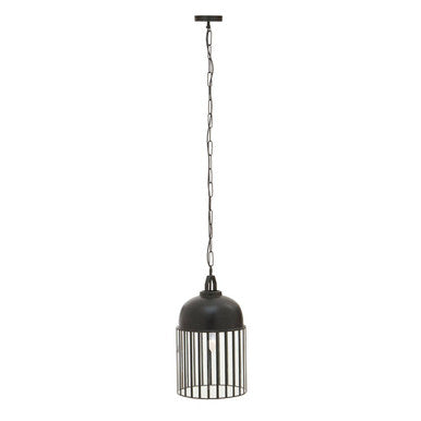 Orsina Preston Industrial Black Pendant Light | Caged Metal & Clear Glass
