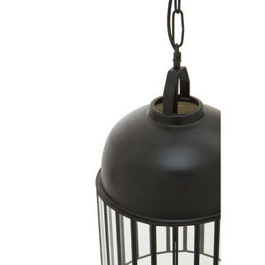 Orsina Preston Industrial Black Pendant Light | Caged Metal & Clear Glass