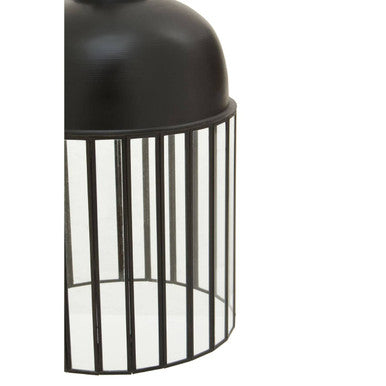 Orsina Preston Industrial Black Pendant Light | Caged Metal & Clear Glass