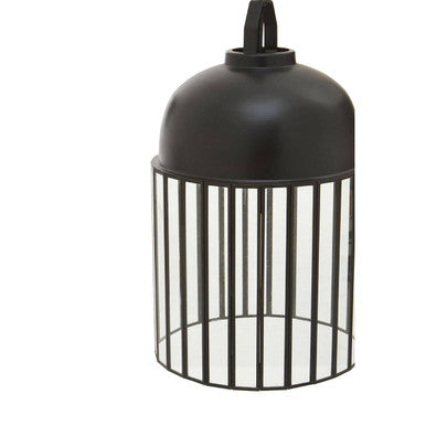 Orsina Preston Industrial Black Pendant Light | Caged Metal & Clear Glass