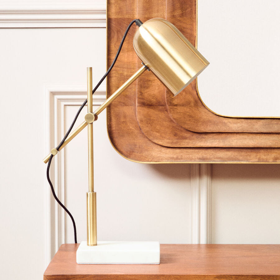 Orsina Equipoise Gold and Marble Adjustable Desk Lamp – Modern Task Light