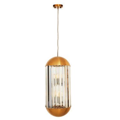 Orsina Kensington Bronze 6-Bulb Pendant Light with Crystal Panels
