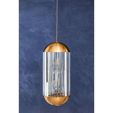Orsina Kensington Bronze 6-Bulb Pendant Light with Crystal Panels