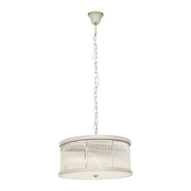 Orsina Kensington Nickel Pendant Light | Fluted Glass Drum Chandelier