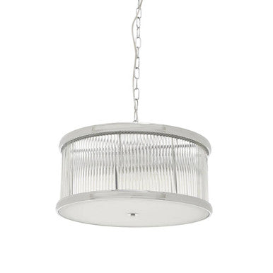 Orsina Kensington Nickel Pendant Light | Fluted Glass Drum Chandelier