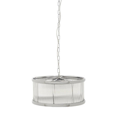 Orsina Kensington Nickel Pendant Light | Fluted Glass Drum Chandelier