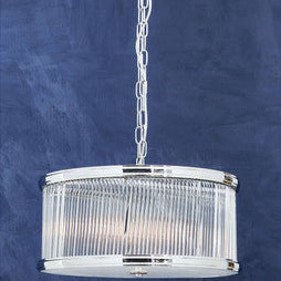 Orsina Kensington Nickel Pendant Light | Fluted Glass Drum Chandelier