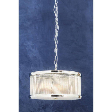 Orsina Kensington Nickel Pendant Light | Fluted Glass Drum Chandelier