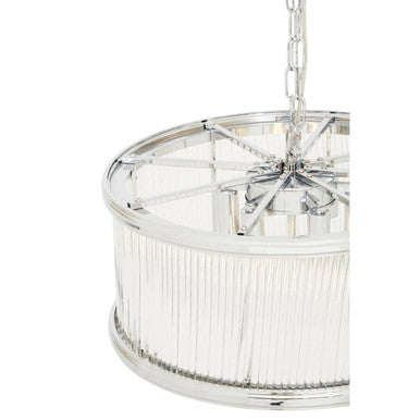 Orsina Kensington Nickel Pendant Light | Fluted Glass Drum Chandelier