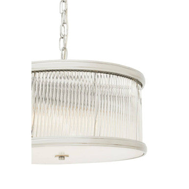 Orsina Kensington Nickel Pendant Light | Fluted Glass Drum Chandelier