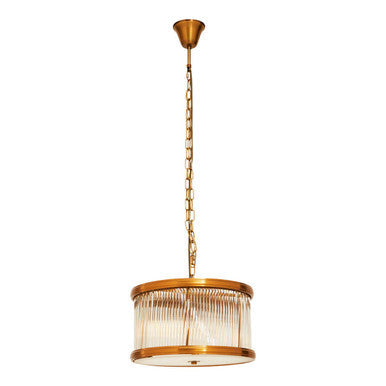 Orsina Kensington Bronze 5-Bulb Pendant Light | Fluted Glass Drum