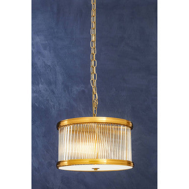 Orsina Kensington Bronze 5-Bulb Pendant Light | Fluted Glass Drum