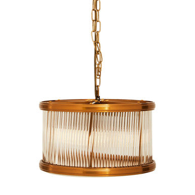 Orsina Kensington Bronze 5-Bulb Pendant Light | Fluted Glass Drum
