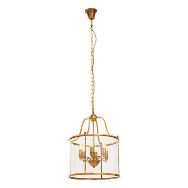 Orsina Hampstead Brass 6-Bulb Pendant Light | Glass Lantern Chandelier