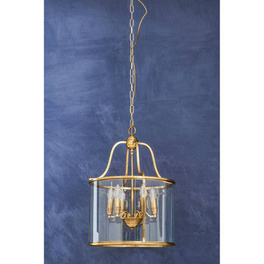 Orsina Hampstead Brass 6-Bulb Pendant Light | Glass Lantern Chandelier