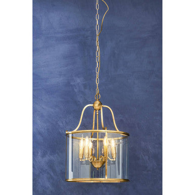 Orsina Hampstead Brass 6-Bulb Pendant Light | Glass Lantern Chandelier
